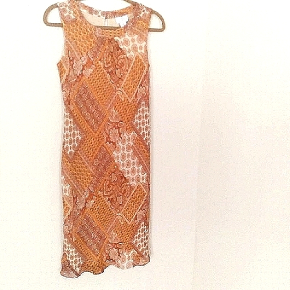 LOFT Silk Midi Dress Yellow Paisley Floral Print Sleeveless Sheath Size 6